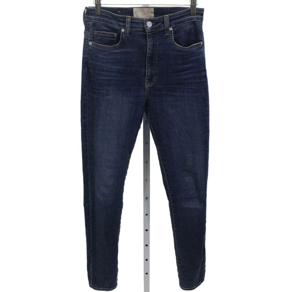 CQY Women Blue Skinny Jeans Mid Rise Button Fly Cotton Size 29